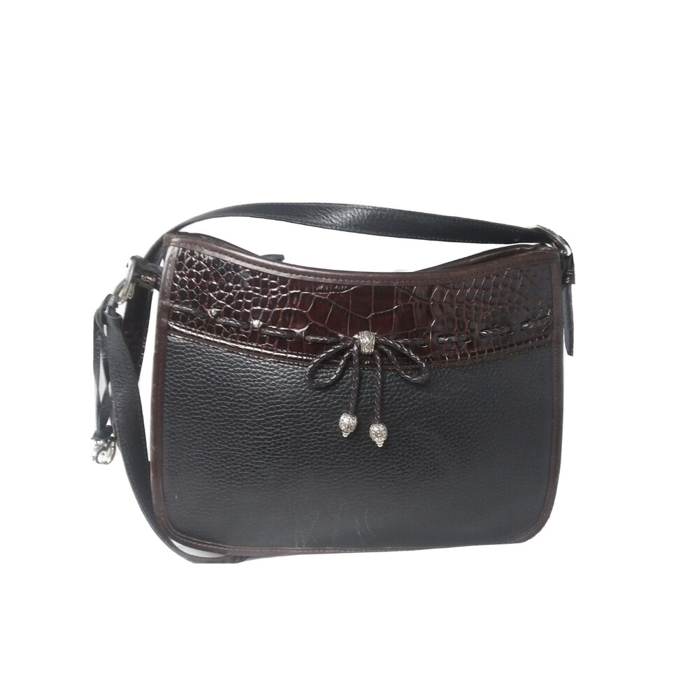 Vintage Brighton Leather Shoulder Bag Classic Collection Bow & Croco Accents